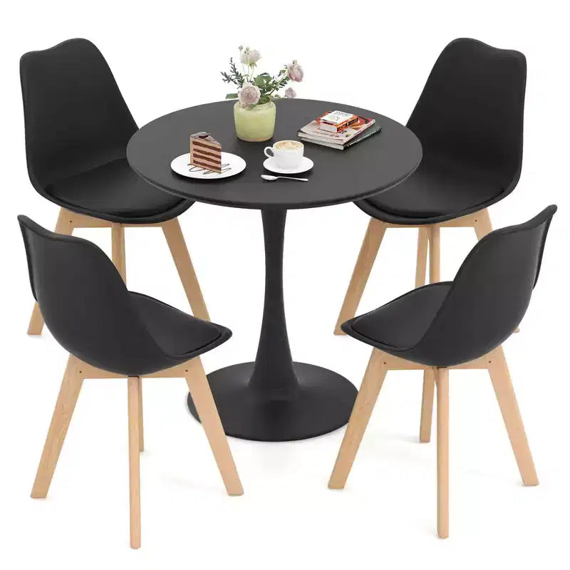 Costway 5 PCS Dining Set Modern Round Dining Table 4 Chairs for Small Space Kitchen