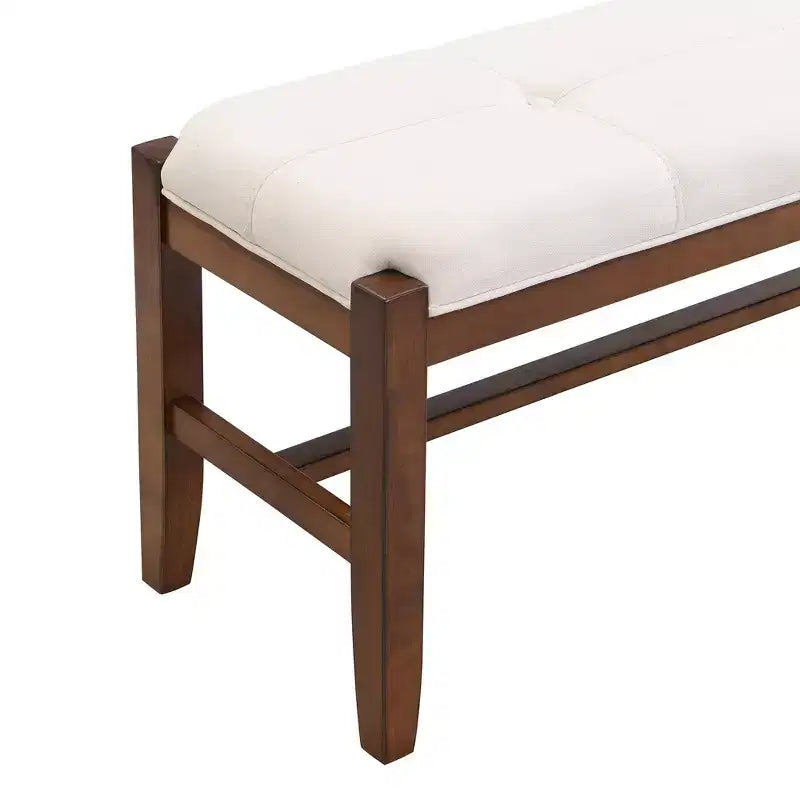 Ensemble de salle à manger 4/5 pièces moderne, table à manger peu encombrante avec plateau en faux marbre, 2 chaises rembourrées et un banc, blanc+marron-ModernLuxe