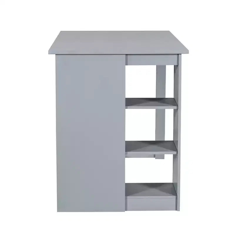 Ensemble de salle à manger 5 pièces style ferme, hauteur comptoir, avec 4 chaises rembourrées et étagères de rangement à 3 niveaux, gris/naturel + blanc - ModernLuxe
