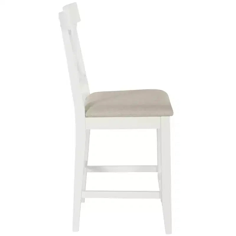 Ensemble de salle à manger 5 pièces style ferme, hauteur comptoir, avec 4 chaises rembourrées et étagères de rangement à 3 niveaux, gris/naturel + blanc - ModernLuxe