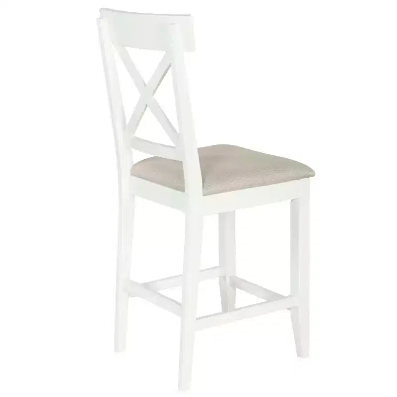 Ensemble de salle à manger 5 pièces style ferme, hauteur comptoir, avec 4 chaises rembourrées et étagères de rangement à 3 niveaux, gris/naturel + blanc - ModernLuxe