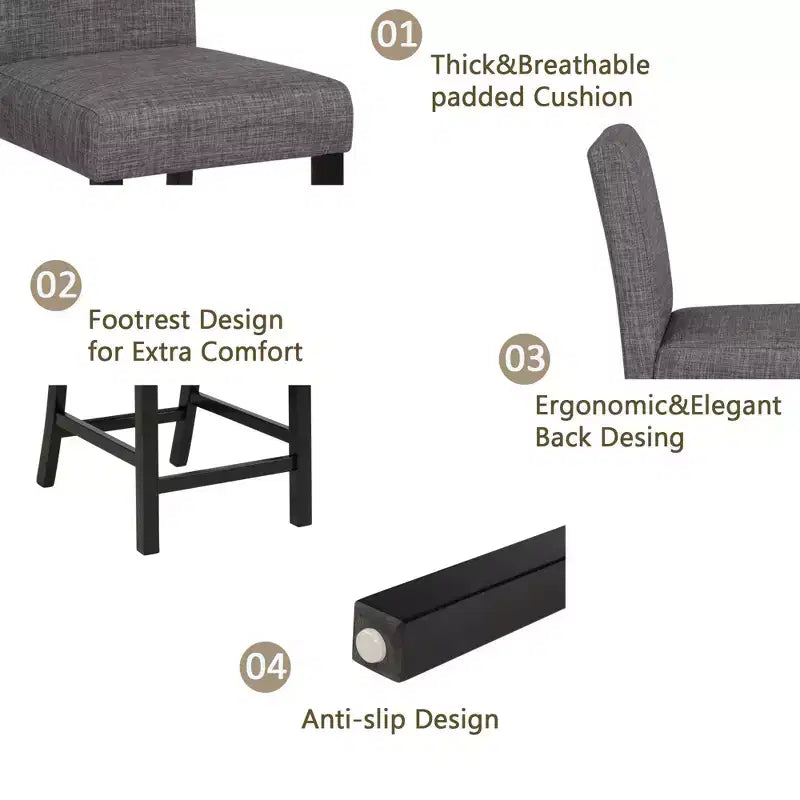 Ensemble de table à hauteur de comptoir 5 pièces avec 4 chaises, Ensemble de table à hauteur de comptoir pour 4 avec chaises