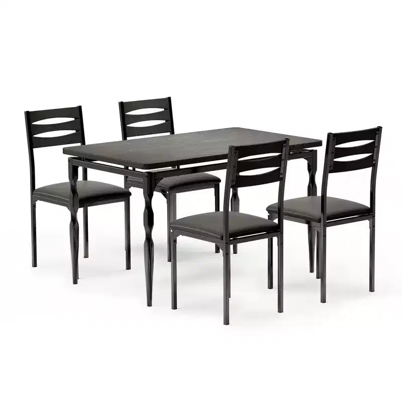 Ensemble de salle à manger 5 pièces, table et chaises de salle à manger de style industriel pour 4 personnes