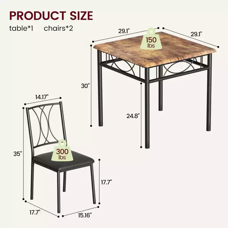 Ensemble de salle à manger Garvee, Ensemble table et chaises : Petite table rectangulaire et chaises pour Cuisines, Salle à manger