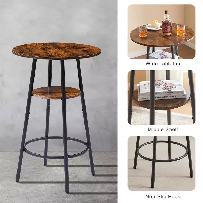 Ensemble de 3 tabourets de bar pour 2 personnes, table de bar hauteur comptoir avec 2 tabourets rembourrés, ensemble de petit-déjeuner/bistro, rustique et industriel - ModernLuxe