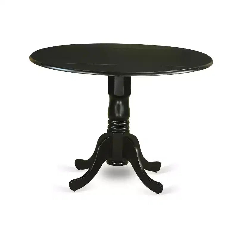 HomeStock Belmont Table à manger ronde 3 pièces de 42 pouces avec deux rallonges de 9 pouces et une paire de chaises de salle à manger à assise en bois, noir
