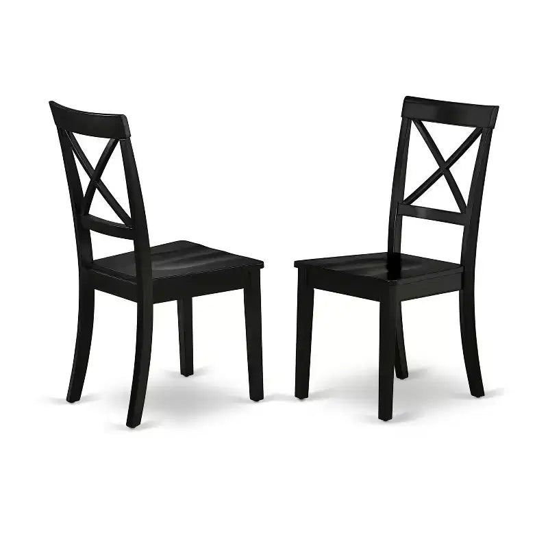HomeStock Belmont Table à manger ronde 3 pièces de 42 pouces avec deux rallonges de 9 pouces et une paire de chaises de salle à manger à assise en bois, noir