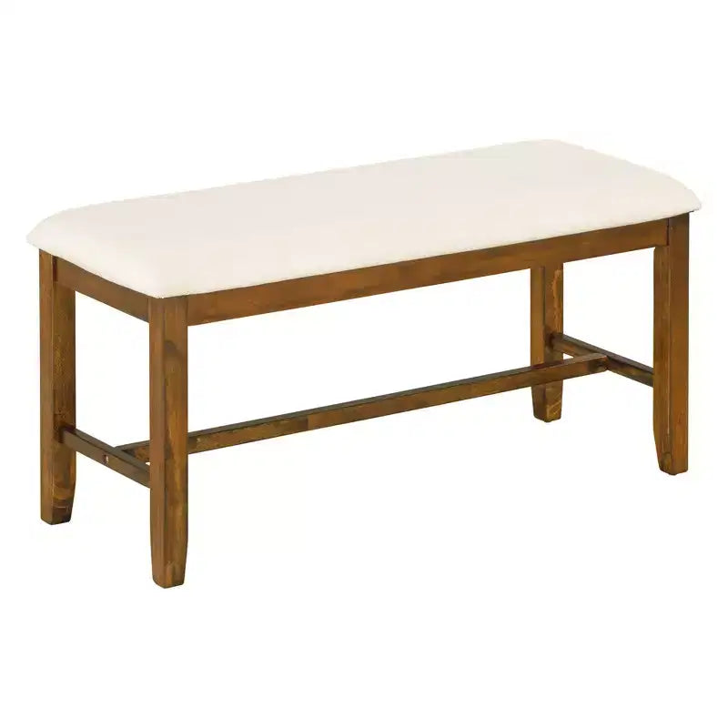 Ensemble de salle à manger 6 pièces de style ferme avec banc pour 6 personnes, table rectangulaire en bois et 4 chaises rembourrées