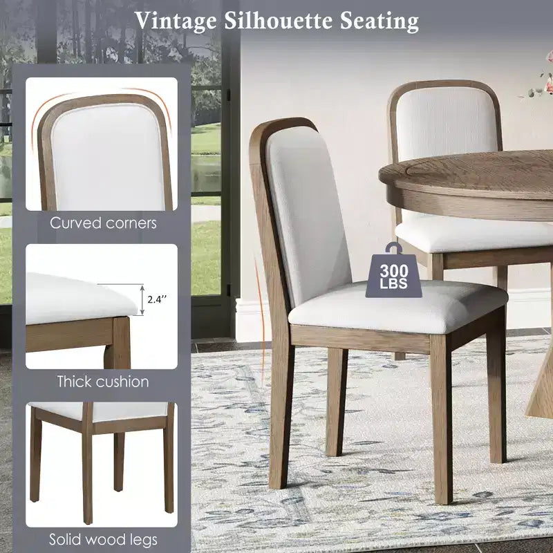 Ensemble de salle à manger extensible vintage Oliver de GDFStudio pour 4 à 6 personnes avec table style ferme de 42 à 58 po et chaises rembourrées