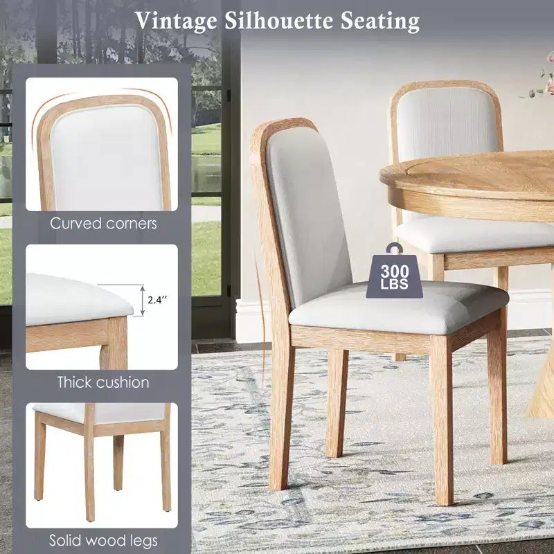 Ensemble de salle à manger extensible vintage Oliver de GDFStudio pour 4 à 6 personnes avec table style ferme de 42 à 58 po et chaises rembourrées