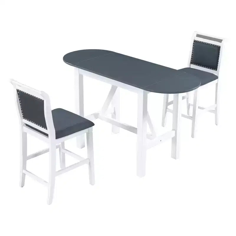 Clihome Ensemble de salle à manger 3 pièces avec table à rabat, design demi-lune extensible avec chaises de style rustique, pour petits espaces