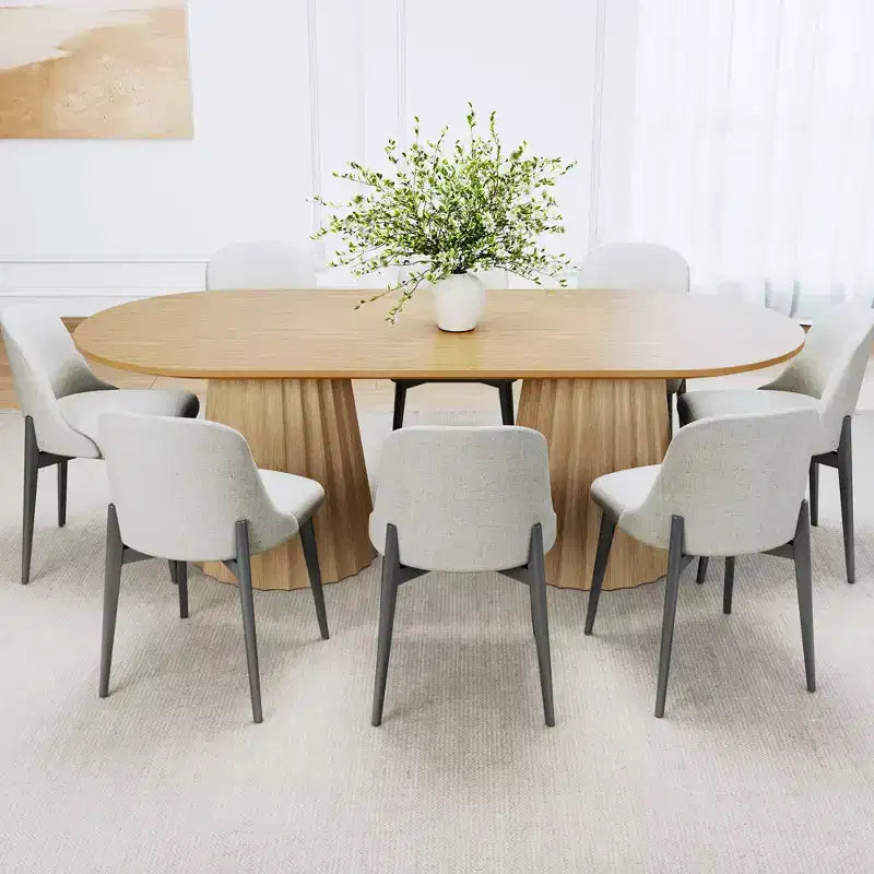 Table de salle à manger ovale noire à double piétement de 218 cm avec 8 chaises, convient pour la salle à manger / le salon