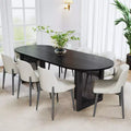 Table à manger ovale de 200 cm en rotin tressé couleur noyer avec 8 chaises, idéale pour la salle à manger et le salon