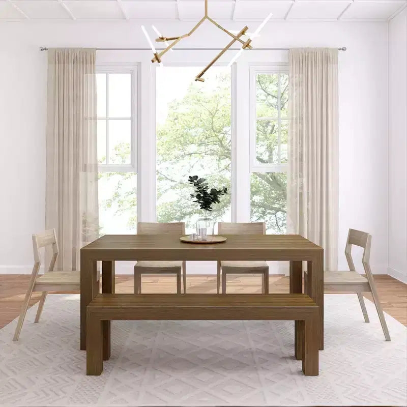 Ensemble de salle à manger moderne de 72 po en bois massif avec banc et 4 chaises