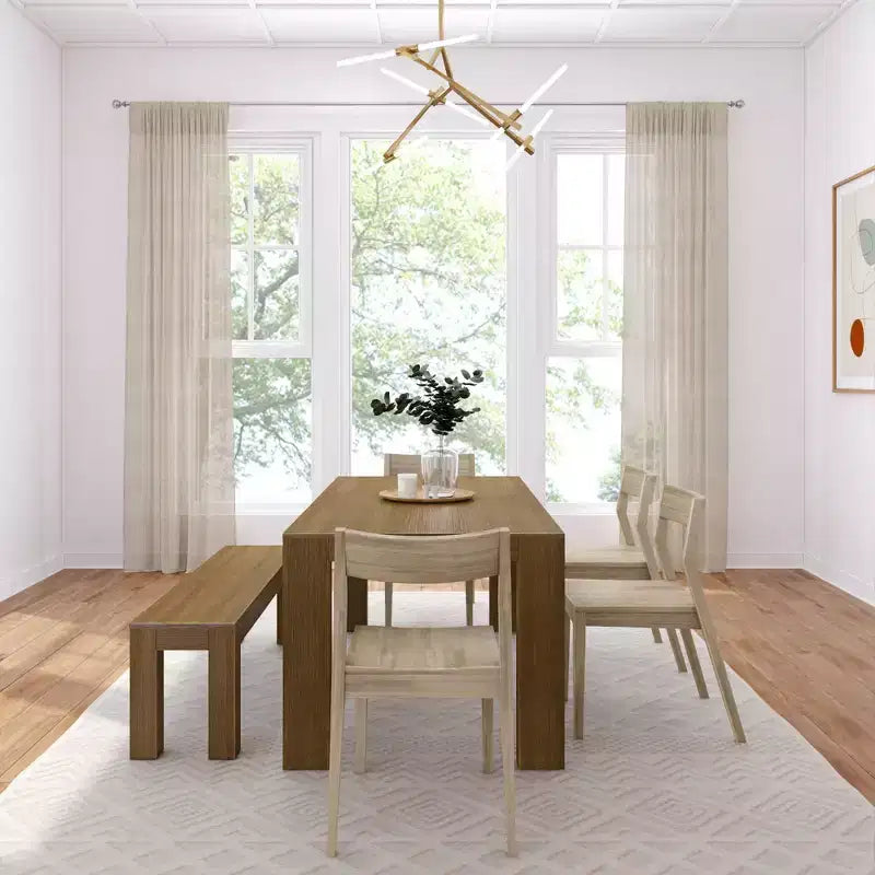Ensemble de salle à manger moderne de 72 po en bois massif avec banc et 4 chaises