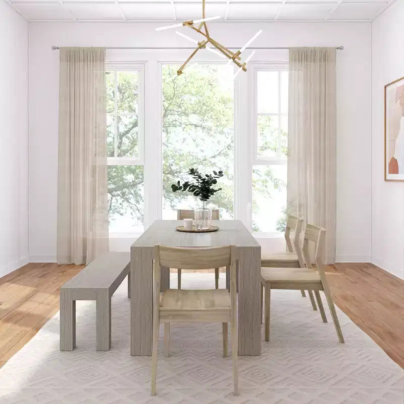 Ensemble de salle à manger moderne de 72 po en bois massif avec banc et 4 chaises