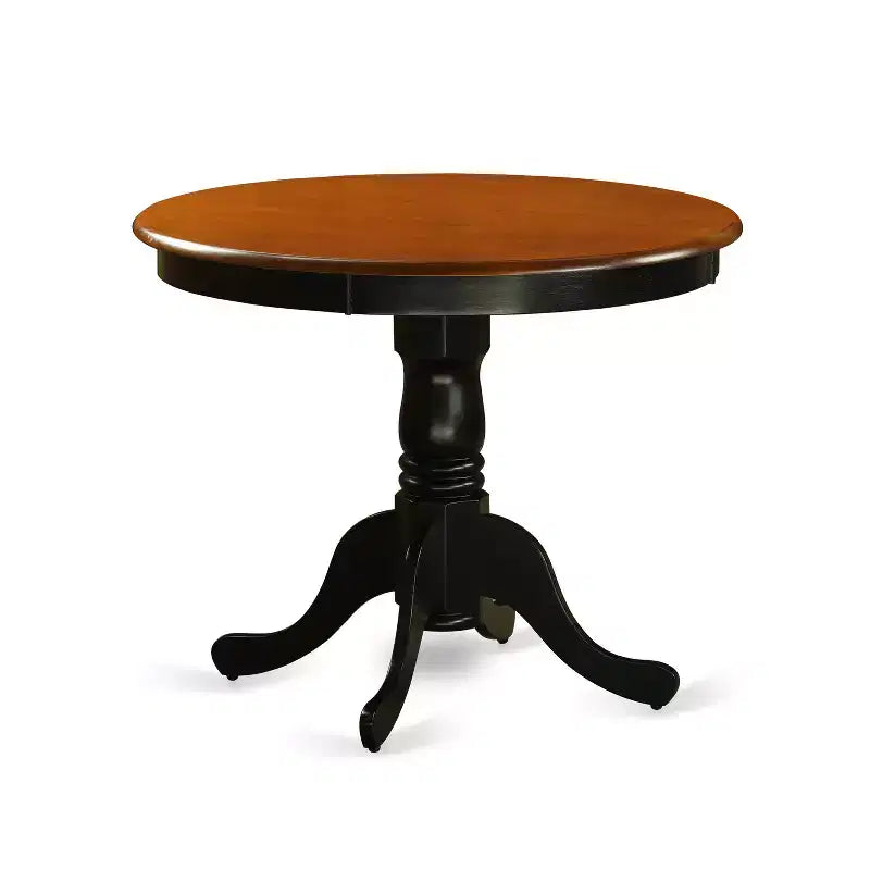 Kitchen Table Set 3pc Round Dinette Set Wood Chairs Black Cherry Finish