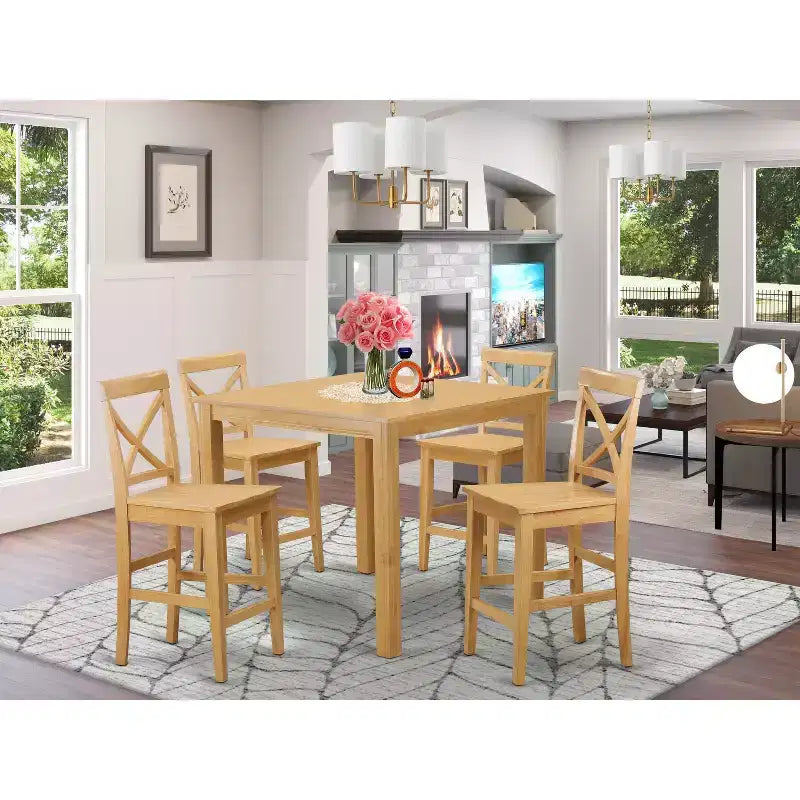 Ensemble de salle à manger hauteur comptoir - Table de bar et tabourets de bar - Meubles de salle à manger modernes en bois