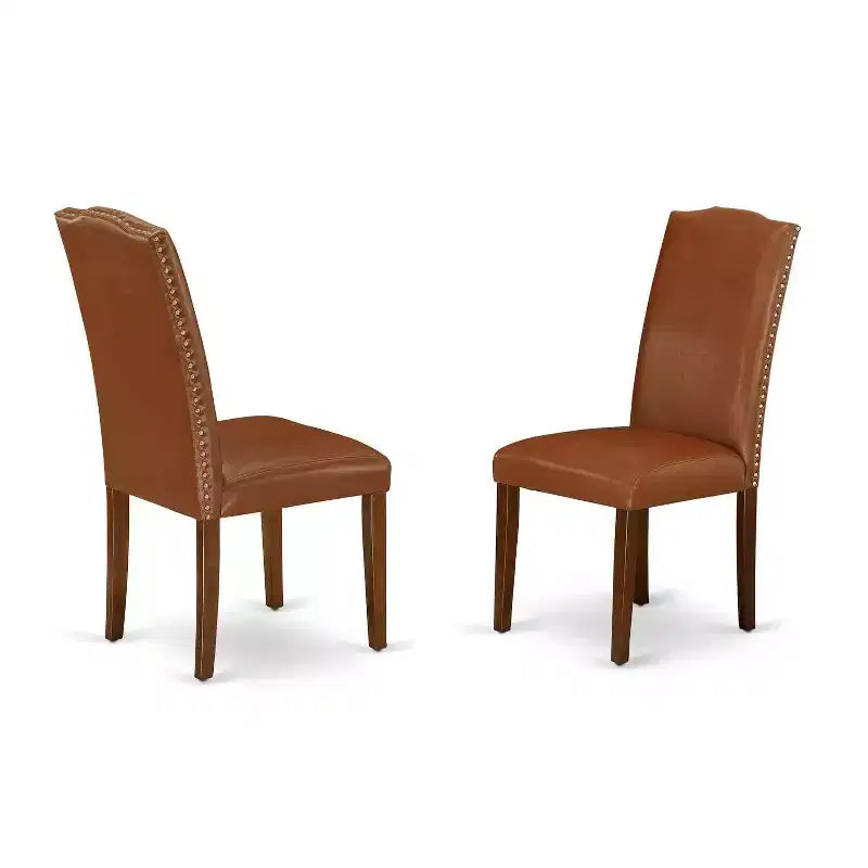 Ensemble de salle à manger Tuscan - Table rectangulaire et 4 chaises - Simili cuir marron - Table 60 pouces - En stock