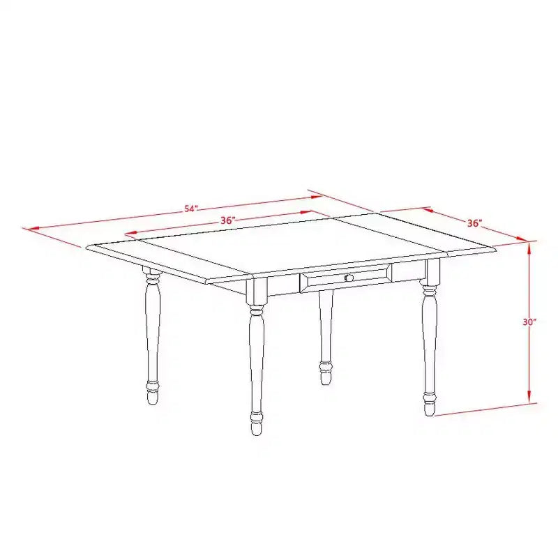 Ensemble de salle à manger médiéval - 5 pièces - Table en bois massif et 4 chaises Parsons - Finition blanc lin