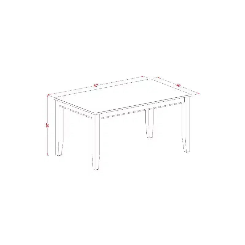 Ensemble de salle à manger du milieu du siècle - Table et 4 chaises - 91x152 cm - Finition noire - Meubles de cuisine modernes