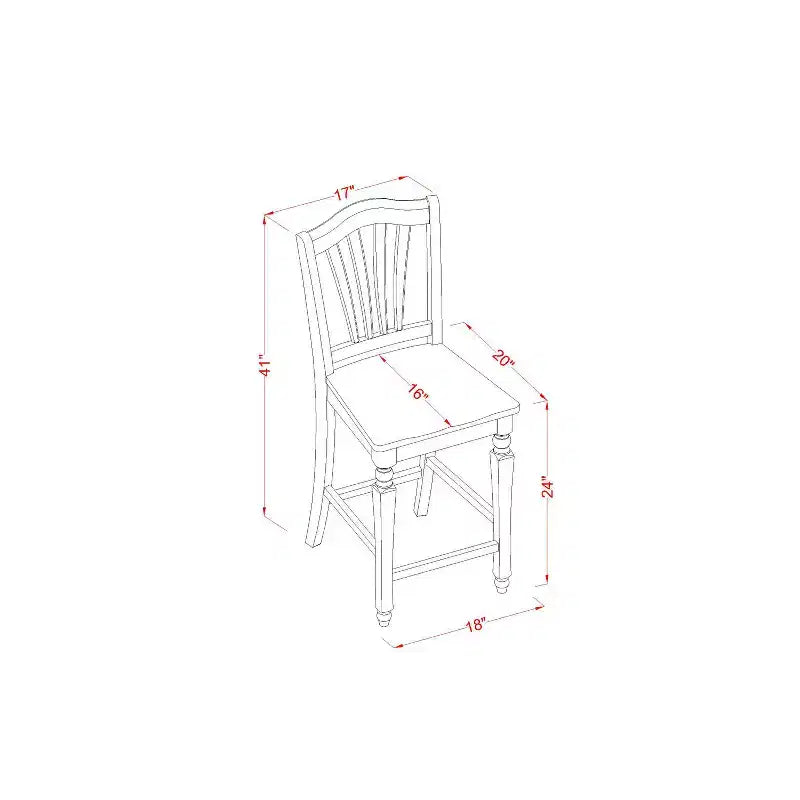 Ensemble de salle à manger hauteur comptoir - Ensemble de table et 2 chaises - Table piédestal ronde - Fini acajou