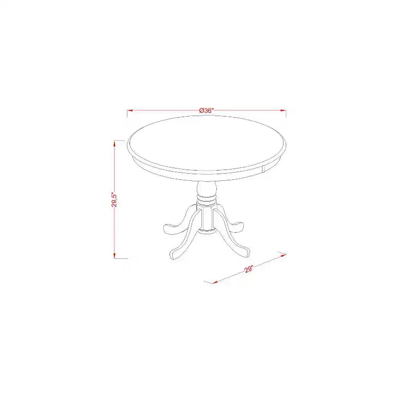 Ensemble table de salle à manger ronde - Petite table avec 4 chaises - Fini cappuccino