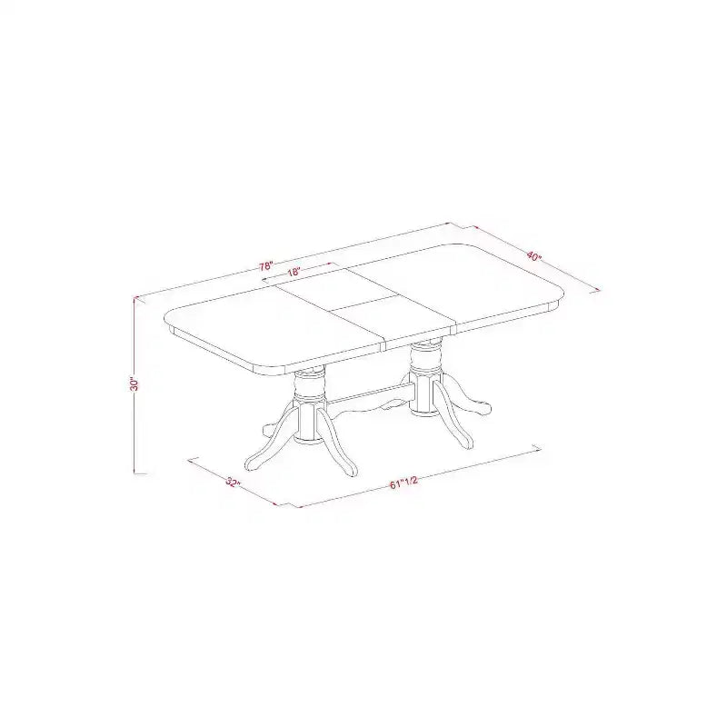 Ensemble de salle à manger victorien 5 pièces Table rectangulaire et 4 chaises - Extensible 152/198 cm