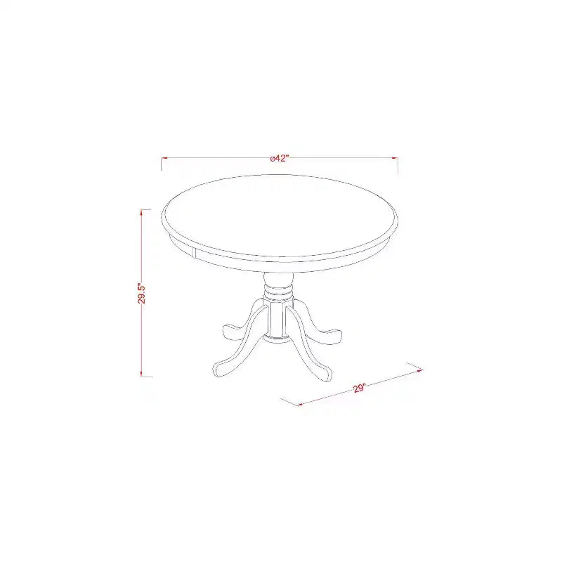 Ensemble de salle à manger du milieu du siècle - Table et chaises 3 pièces - Finition blanc lin - Table à manger ronde