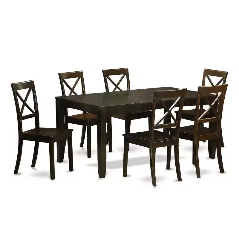Dining Table Set 7 Piece - Rectangular Table & Chairs Extendable - Modern Kitchen Dining Room Furniture