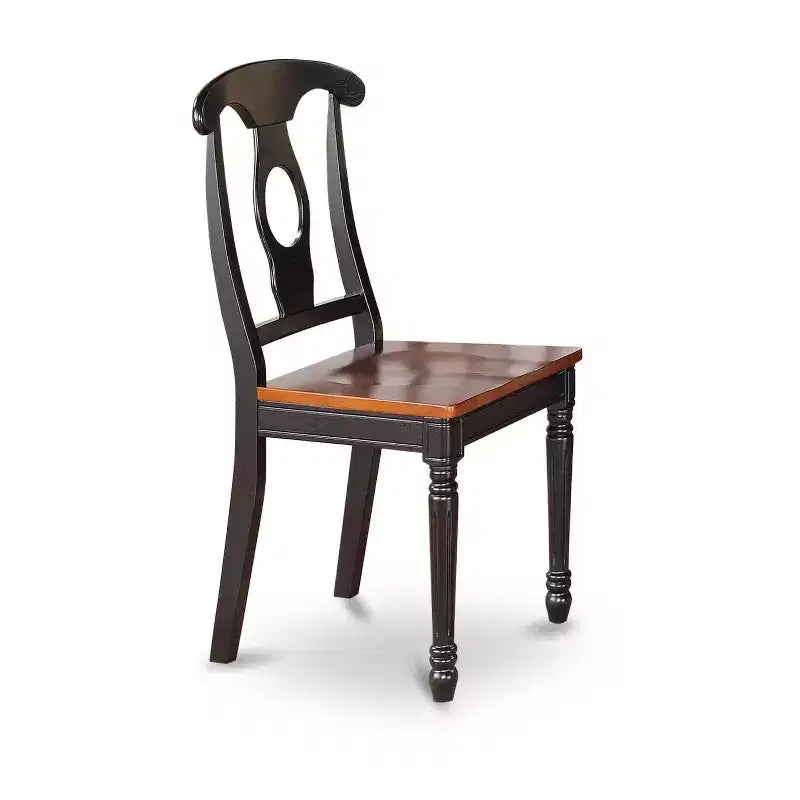 HomeStock Ensemble de salle à manger 9 pièces avec table carrée et 8 chaises en bois massif noir et finition cerisier