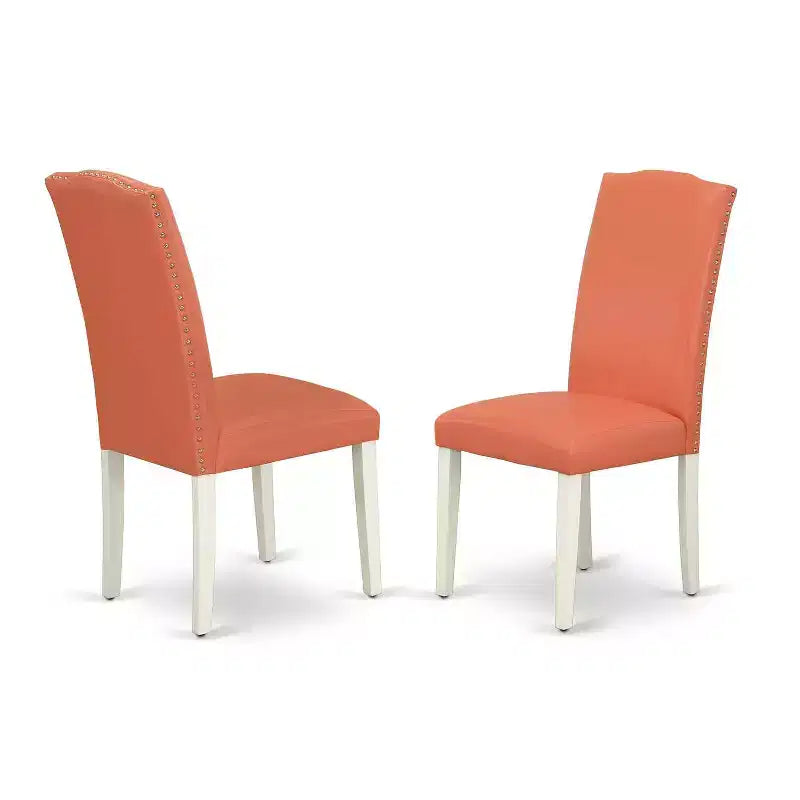 Ensemble Table de Cuisine 5 Pièces Rectangulaire avec Chaises - Salle à Manger 42/60 Pouces Pieds Blanc Lin Flamant Rose