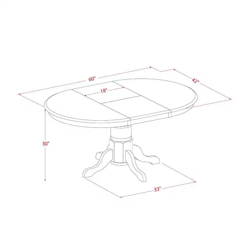 Table à manger 7 pièces ovale en bois massif finition brun selle avec 6 chaises avec