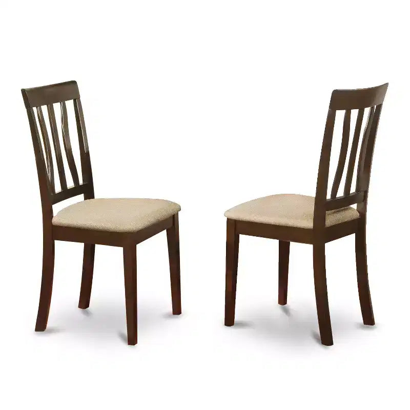 Ensemble de salle à manger 7 pièces - Table de cuisine rectangulaire et 6 chaises en lin - Fini cappuccino