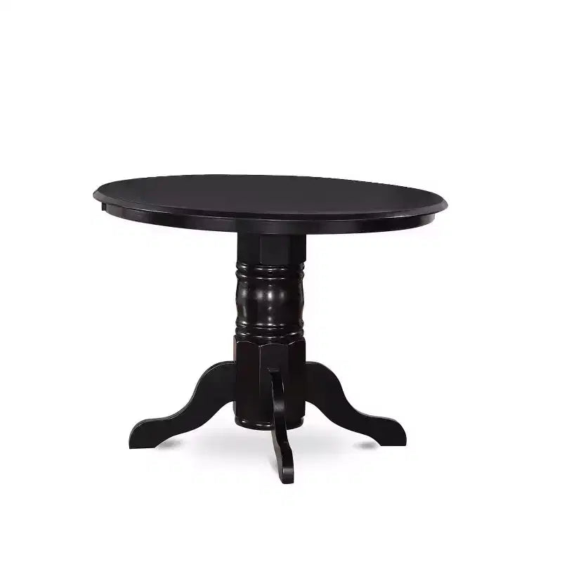 Ensemble de salle à manger HomeStock 5 pièces avec table ronde noire en bois massif et 4 chaises de salle à manger Parsons en similicuir noir, 4 places