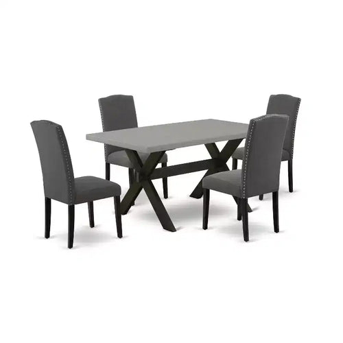 5-Piece Rectangle Natural Oak Finish Solid Wood Top Dining table with 4 Chairs with