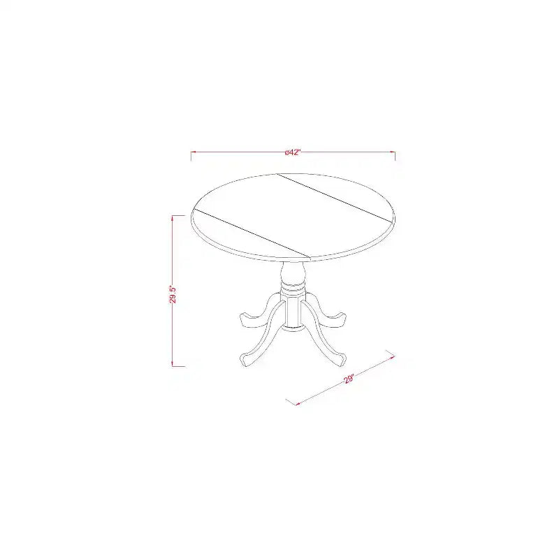 Table à manger ronde 5 pièces HomeStock avec plateau en bois massif finition marron selle et 4 chaises