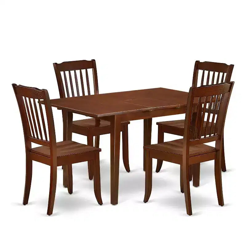 Southwestern Dining Set - 5 Piece Table & Chair Set - Rustic Farmhouse Style - Rectangular Table with Leaf