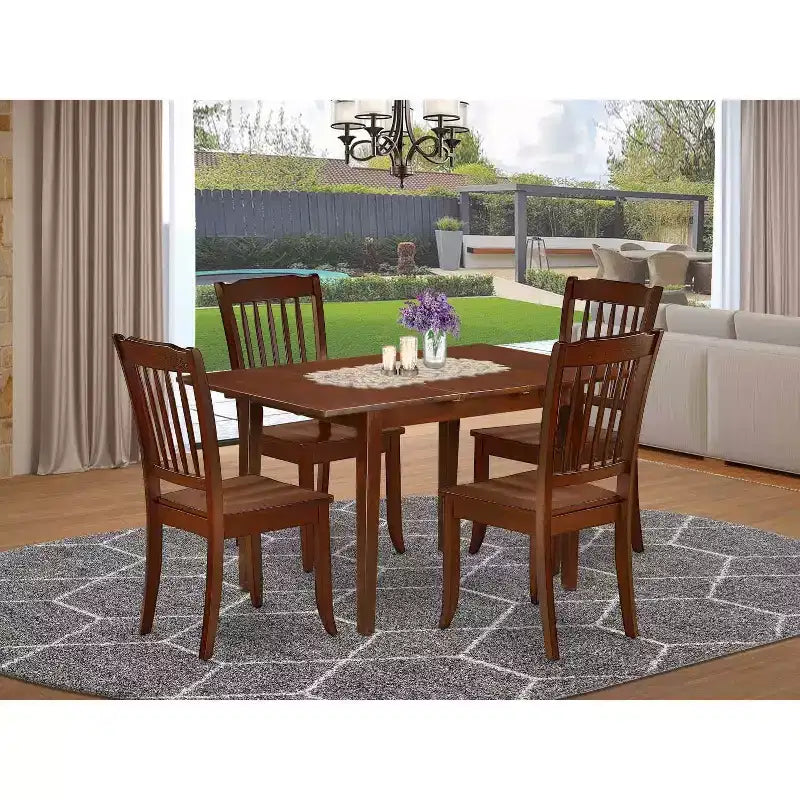 Ensemble de salle à manger du Sud-Ouest - Table et chaises 5 pièces - Style rustique de ferme - Table rectangulaire avec rallonge