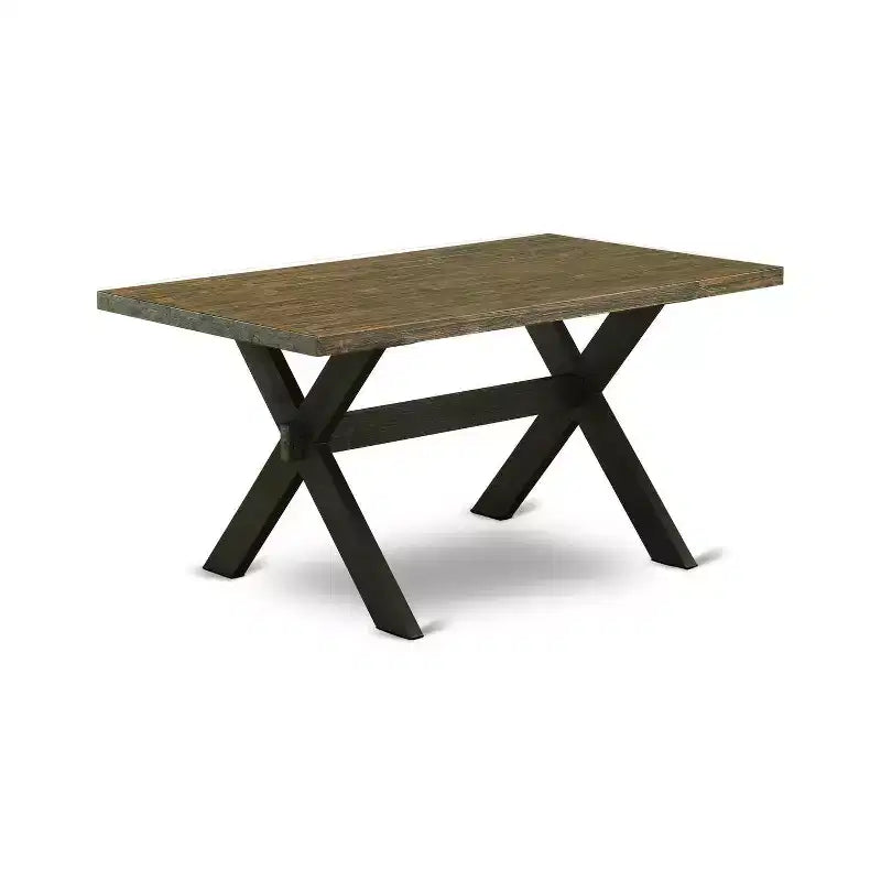 Table à manger HomeStock 7 pièces en bois massif finition chêne naturel avec 6 chaises