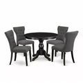 HomeStock 5-Piece Wire Brushed Black Finish Solid Wood Top Dining table with 4 Chairs