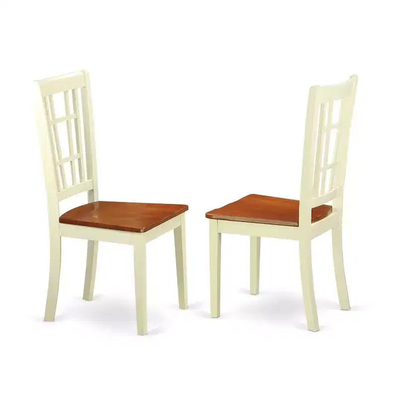 Ensemble table à manger 5 pièces HomeStock en bois massif finition cerisier et crème avec 4 chaises