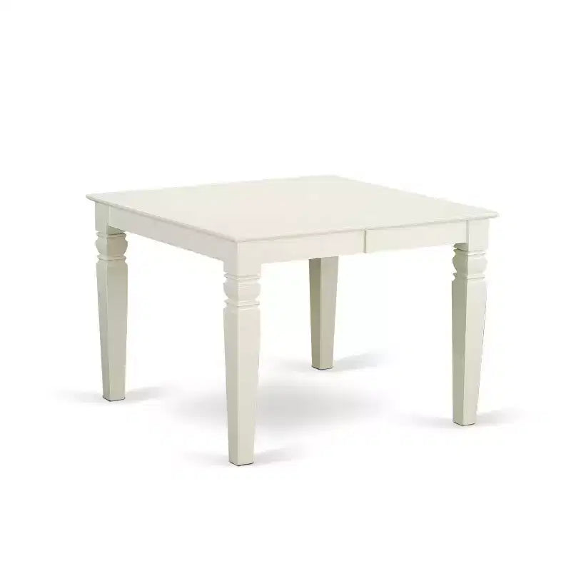 Ensemble de salle à manger 5 pièces rectangulaire 107x152 cm avec table et chaises pieds blancs lin