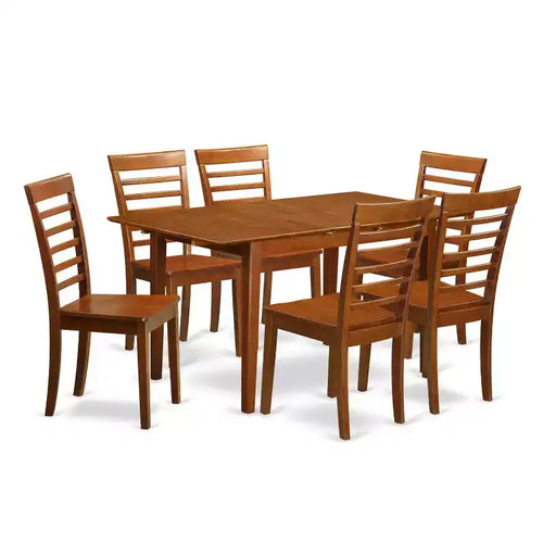 5 Piece Dinette Set - Small Dining Table & Chairs - Kitchen Table Set - Modern Design - Saddle Brown Finish