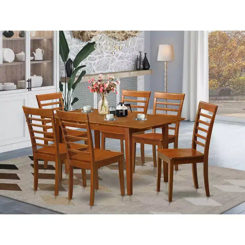 Ensemble de salle à manger 5 pièces - Petite table et chaises - Table de cuisine - Design moderne - Fini brun selle