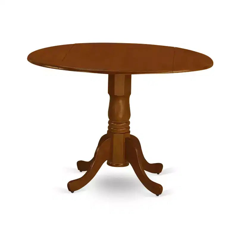 Kitchen Table Set for 4 - 42x42 Drop Leaf Dining Table & Chairs, Asian Hardwood, Black Finish