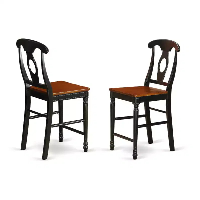HomeStock Table à manger ronde 3 pièces avec plateau en bois massif finition noire et 2 chaises