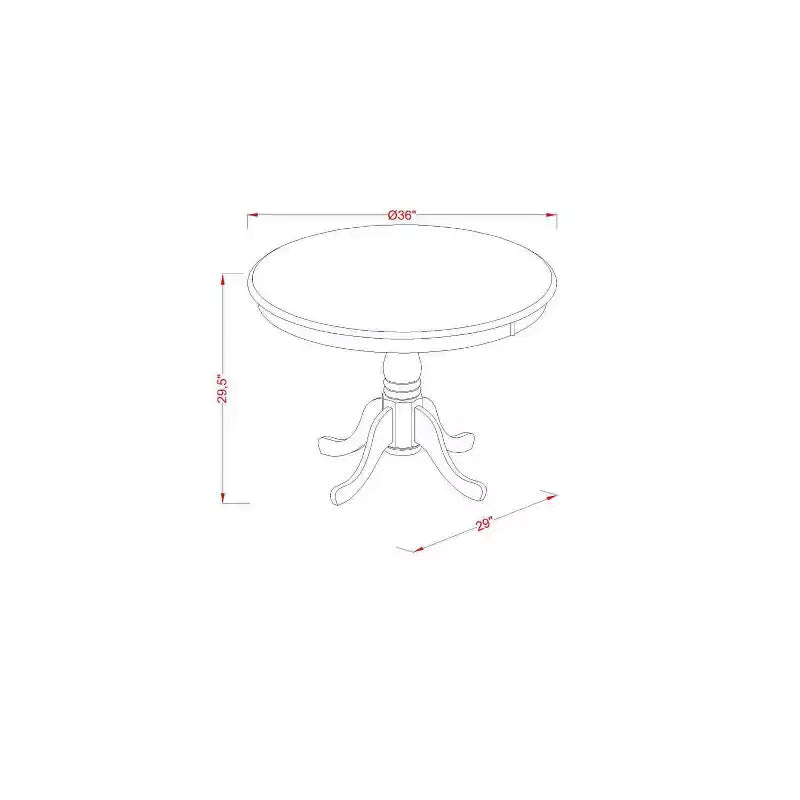 Ensemble de salle à manger familial Table de 36 pouces avec 2 chaises - Ensemble de table de cuisine en bois pour 4