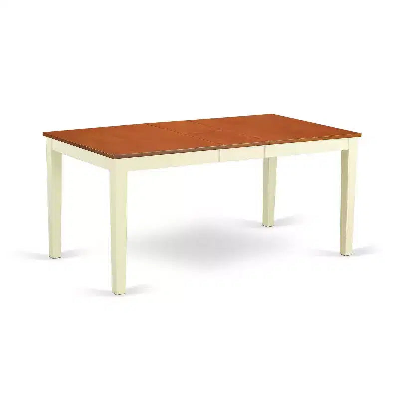 Table à manger HomeStock 5 pièces rectangulaire en bois massif, finition couleur cerise et crème, avec 4 chaises