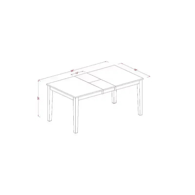 Table à manger HomeStock 5 pièces rectangulaire en bois massif, finition couleur cerise et crème, avec 4 chaises